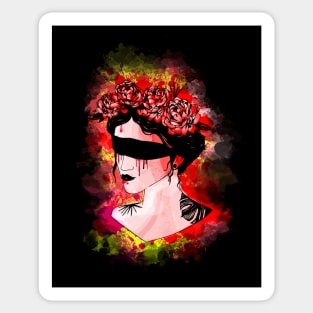 Blindfolds and Roses Portrait - Blood Sticker